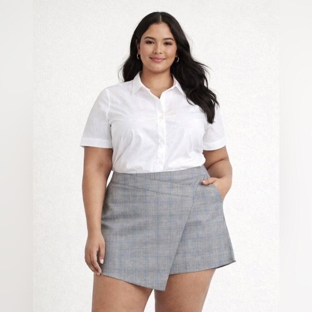 Madewell Wrap Front Mini Skirt Plus Size Plaid Retail $98 NEW WITH TAGS Size 14